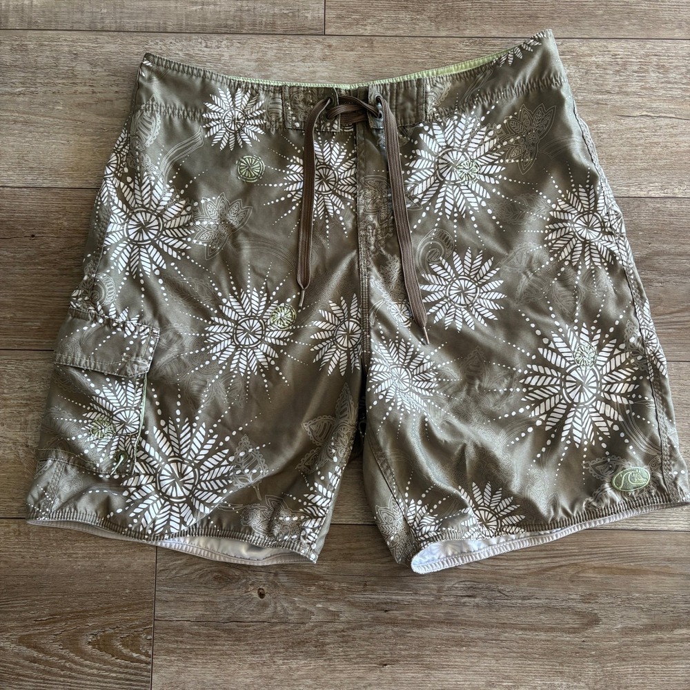 Quiksilver Edition Board Shorts Men 36 Olive Green Dreamcatcher Swim Trunks Surf